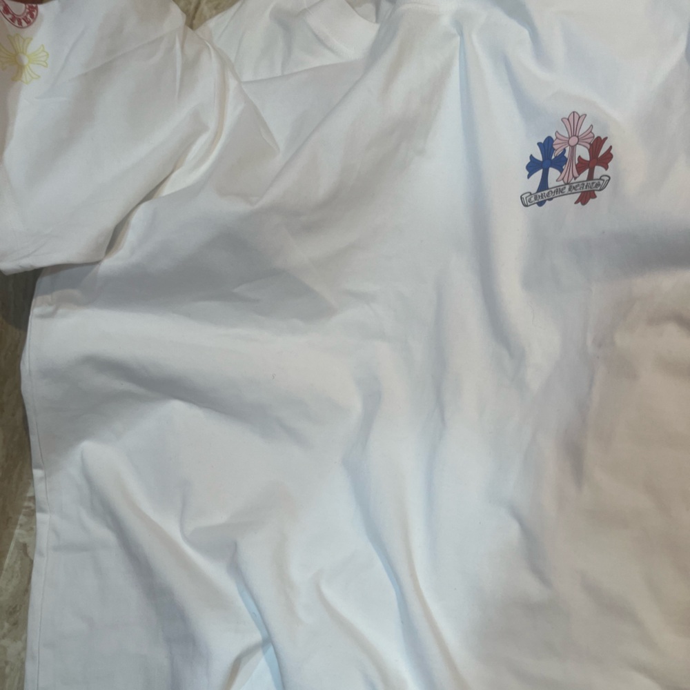 White T-Shirt with Colorful Embroidery